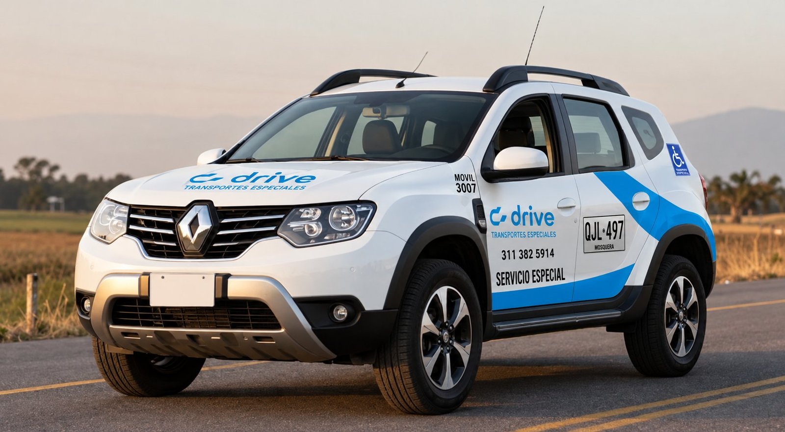 Camioneta Renault Duster de DRIVE, servicio especial de placa blanca