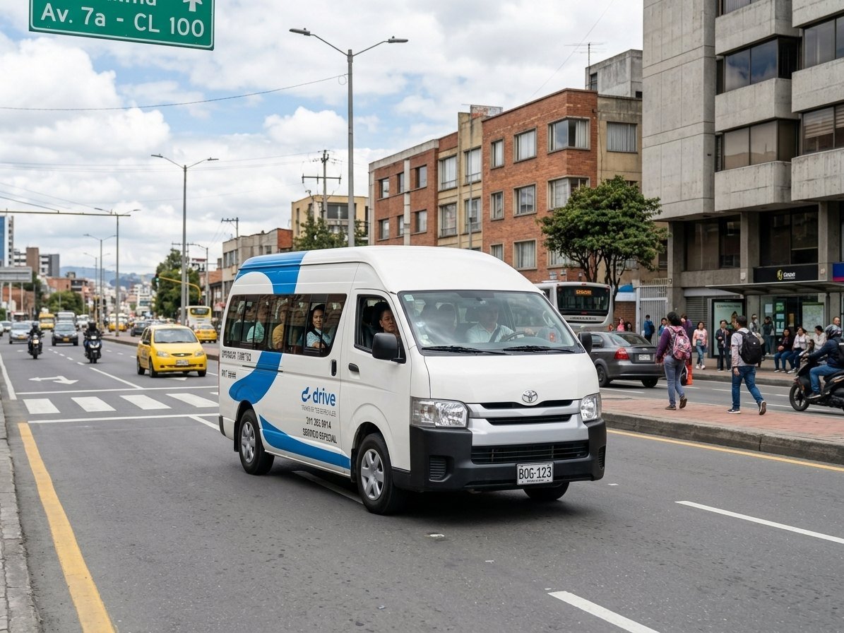 Van de DRIVE transportando personal por la ciudad